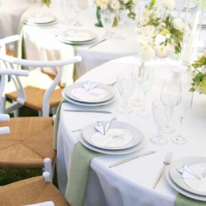 vintage polyester linen rentals – elegant wedding tablecloth