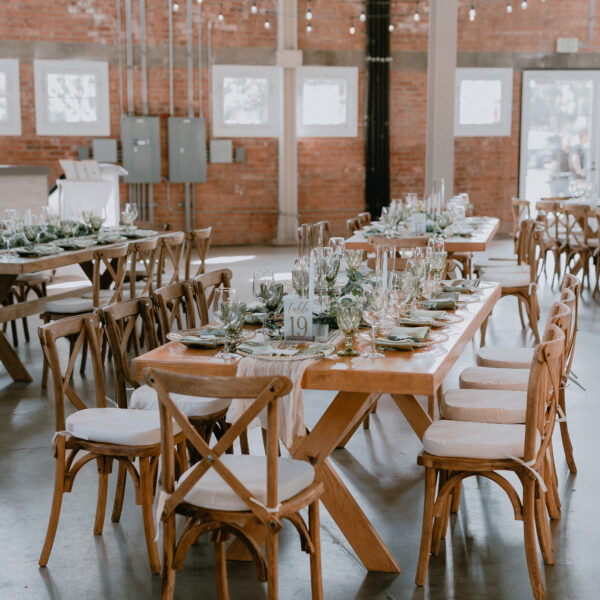 San Diego Event Rentals modern banquet tables and crossback chairs
