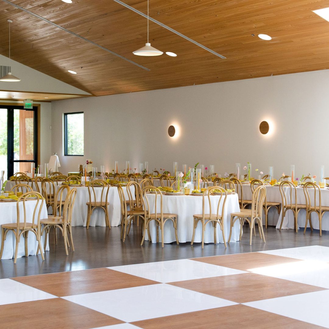 maple and white checkered dance floor rental in san diego