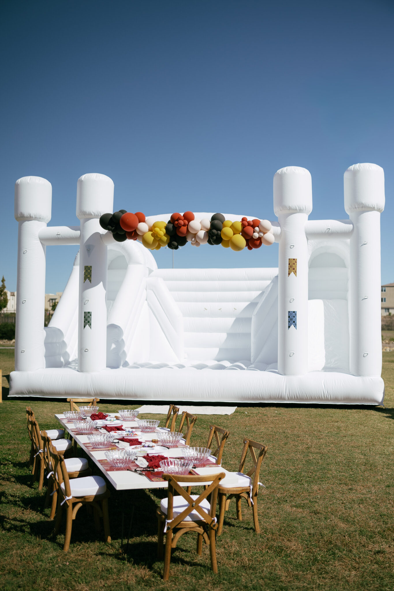 Kids farm table and Crossback chairs for a San Diego kids party