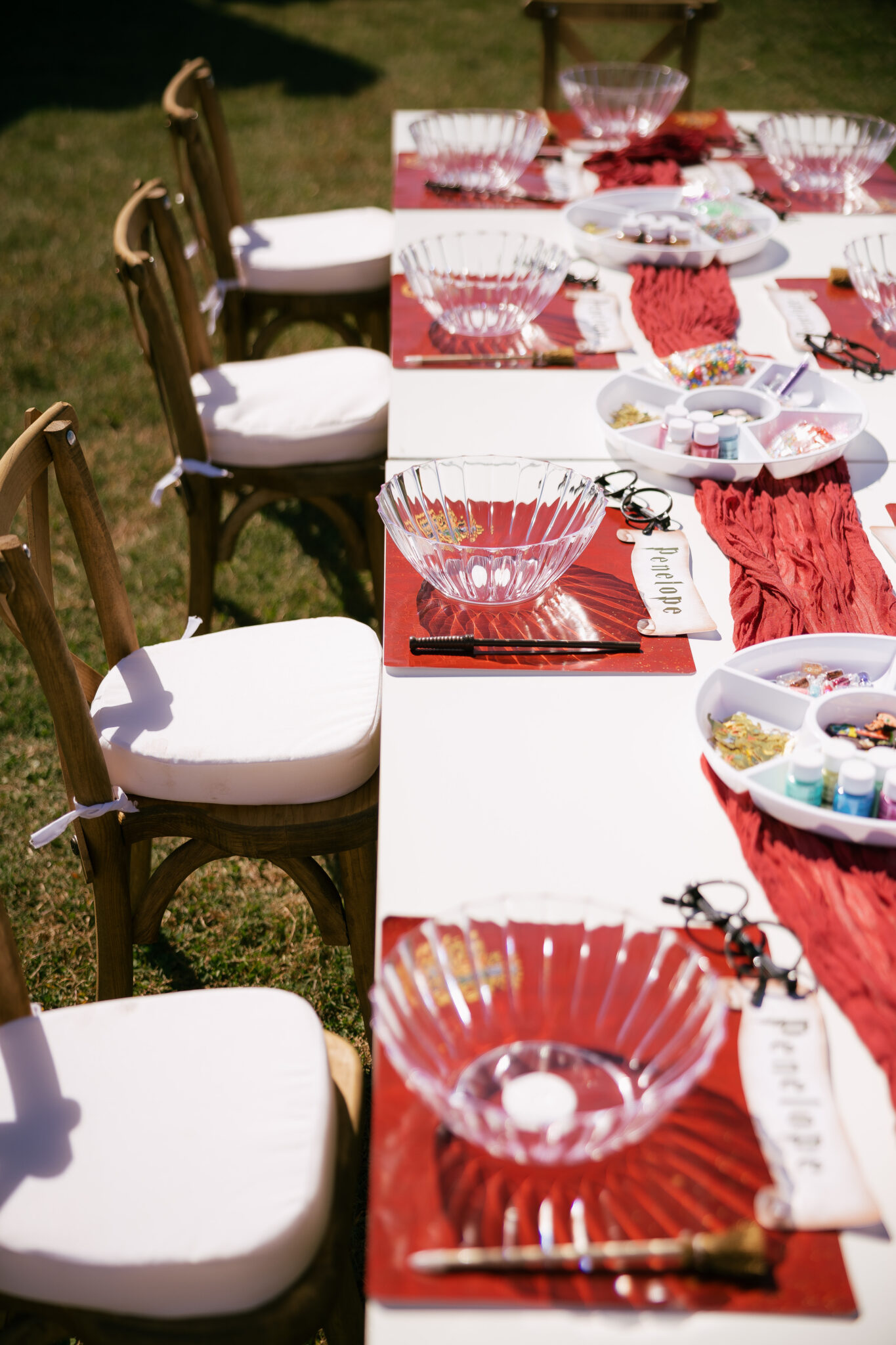 Kids Crossback chair and table rental setup in San Diego