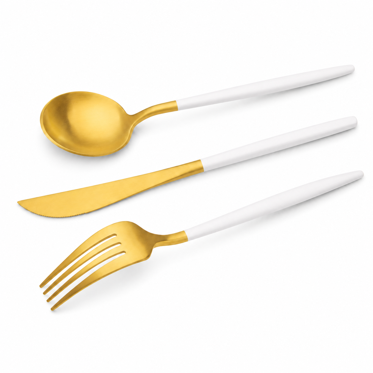 Luxury White & Gold Flatware Set rental San Diego