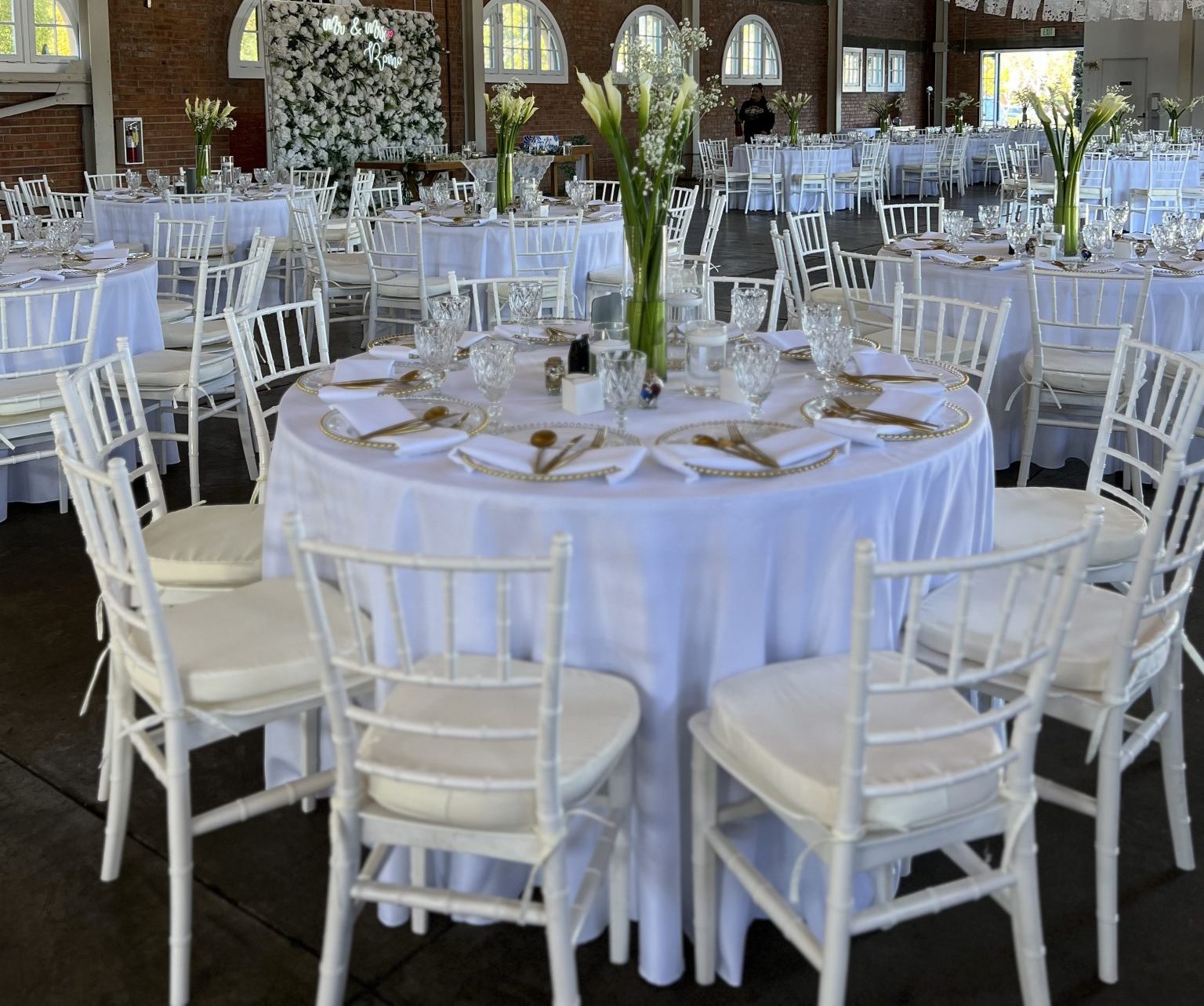 Fiesta Events wedding setup with White Chiavari chairs